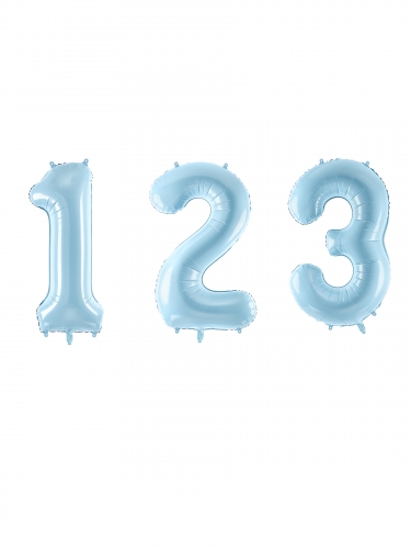 Ballon géant chiffre bleu pastel 86 cm en aluminium