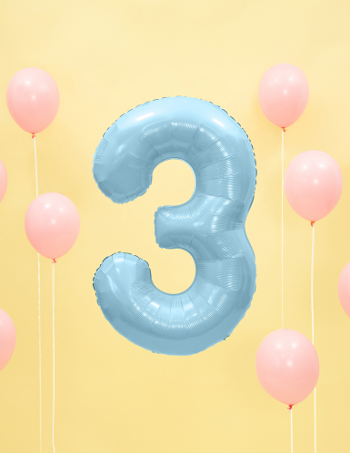 Ballon géant chiffre bleu pastel 86 cm en aluminium