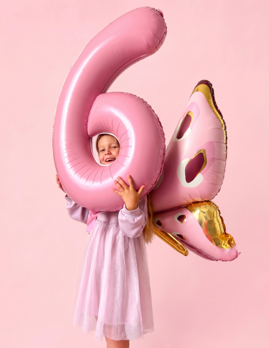 Ballon géant chiffre rose pastel 86 cm