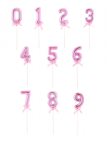 Cake topper chiffre rose avec nœud 12,7 cm pour gâteau d'anniversaire