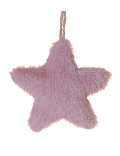 Suspension étoile en fourrure rose 12 cm pour noël