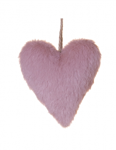 Suspension coeur en fourrure rose 12 cm pour sapin