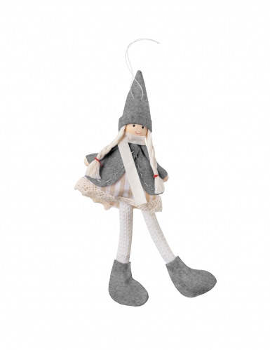 Suspension poupée grise 11 cm pour noël