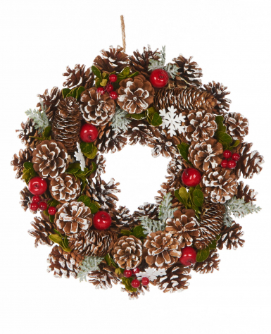 Couronne de noël baies des bois 35 cm traditionnelle