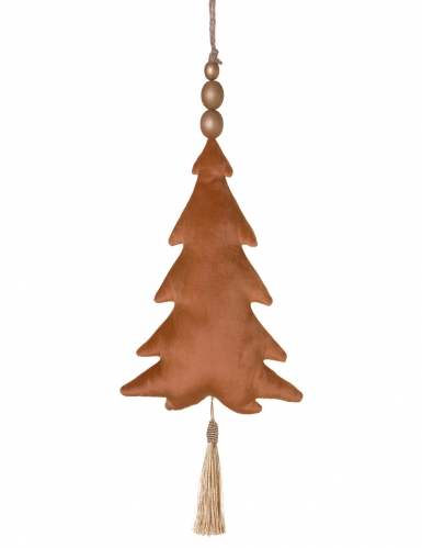Suspension sapin en velours terracotta 22 cm avec tassel ivoire