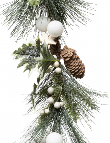 Guirlande feuillage vert et pommes de pin 1 m déco noël