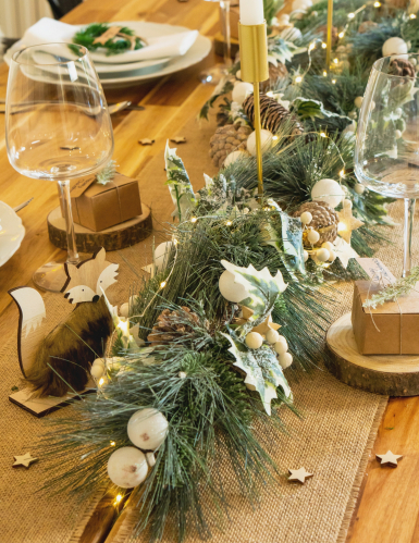 Guirlande feuillage vert et pommes de pin 1 m déco noël