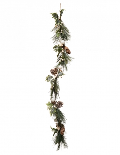 Guirlande feuillage vert et pommes de pin 1 m déco noël