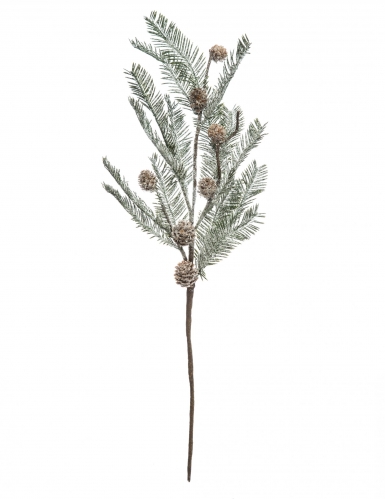 Branche de sapin enneigée 65 cm avec pommes de pin