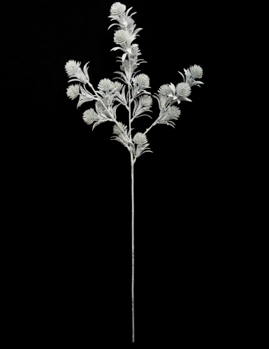 Branche de fleurs blanches pailletées 73 cm pour noël