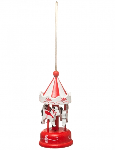 Suspension pour sapin carrousel rouge 9 cm chevaux de bois