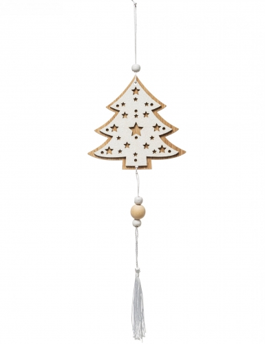 Décoration à suspendre en bois sapin blanc 35 cm style scandinave