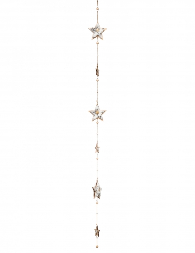 Guirlande en bois étoiles fourrure 150 cm déco Noël