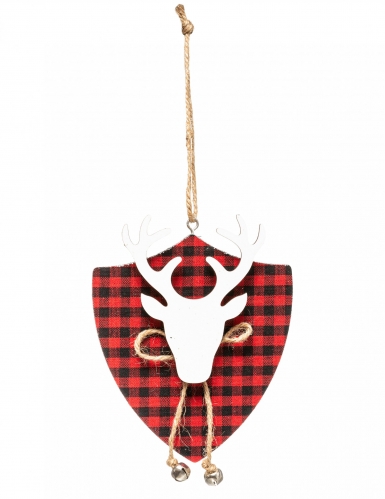Suspension tête de renne tartan 14 cm pour sapin