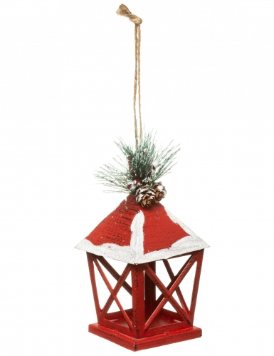 Suspension pour sapin lanterne rouge 13,5 cm en fer