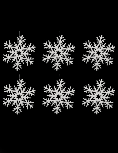 6 suspensions flocons blancs 20 cm à paillettes