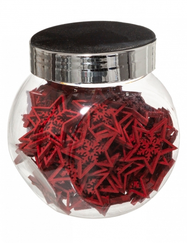 100 petites décorations étoiles rouges en bois et flocons