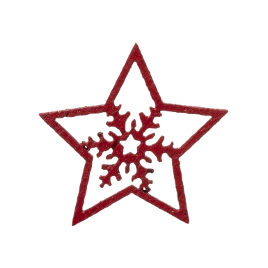100 petites décorations étoiles rouges en bois et flocons