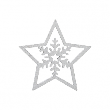 100 petites décorations étoiles blanches en bois et flocons