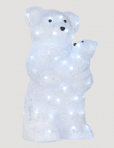 Décoration lumineuse ours polaire avec bébé 44 cm 56 led