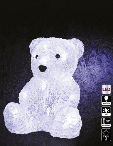 Décoration lumineuse ours polaire 20 cm 16 led blanc froid