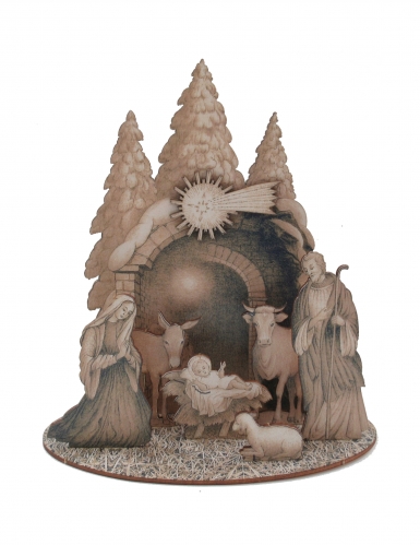 Crèche de Noël traditionnelle en bois avec sujets à assembler 20 x 22 cm