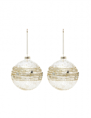2 boules en verre doré 10 cm décoration de Noël