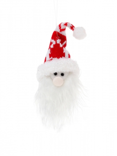 Suspension tête de père noël 20 cm avec bonnet rouge