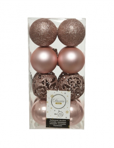 16 petites boules de noël rose gold 6 cm brillantes et mates