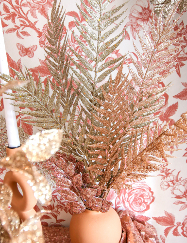6 branches sur tige paillettes chocolat 18 cm pour décoration de Noël