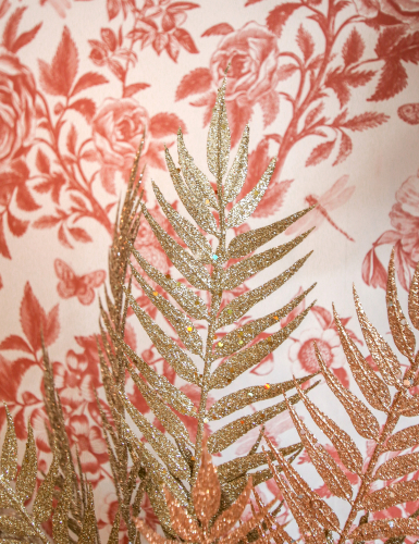 6 branches sur tige paillettes chocolat 18 cm pour décoration de Noël