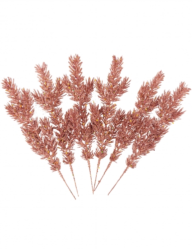 6 branches de sapin paillettes rose gold 30 cm déco noël
