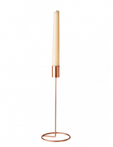Bougeoir design sur pied métal rose gold 23 cm pour bougie cierge
