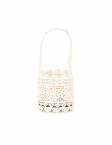 Panier dentelle ivoire 11 x 5 cm avec anse