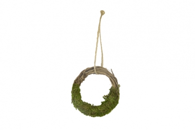 Couronne de rameau de vigne et mousse 8 cm à suspendre