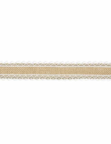 Ruban en toile de jute naturelle et bordure dentelle 4 cm x 5 m mariage champêtre