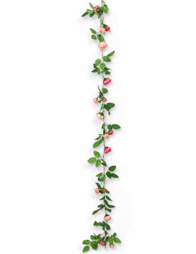 Guirlande de roses et feuilles vertes 2,30 m pour mariage