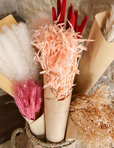 Bouquet d'avoine séché rose 100 g 73 cm décoration bohème