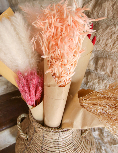Bouquet d'avoine séché rose 100 g 73 cm décoration bohème