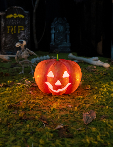 Citrouille Halloween lumineuse 17 cm