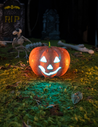 Citrouille Halloween lumineuse 17 cm