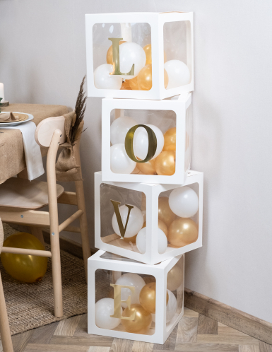 4 cubes à ballons transparents blancs 30 cm décoration personnalisable