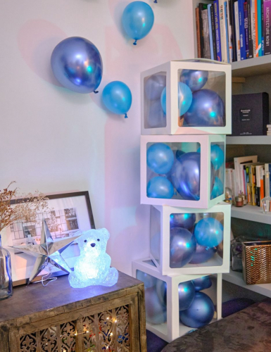 4 cubes à ballons transparents blancs 30 cm décoration personnalisable