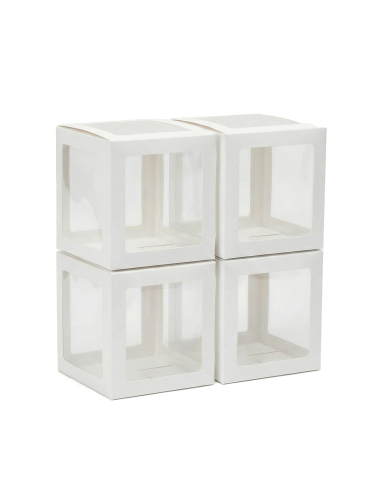 4 cubes à ballons transparents blancs 30 cm décoration personnalisable