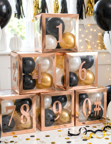 12 Stickers chiffres adhésifs rose gold 14 cm