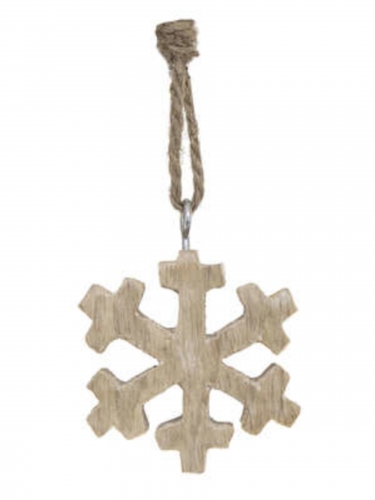 Suspension pour sapin en bois flocon 5 cm aspect naturel