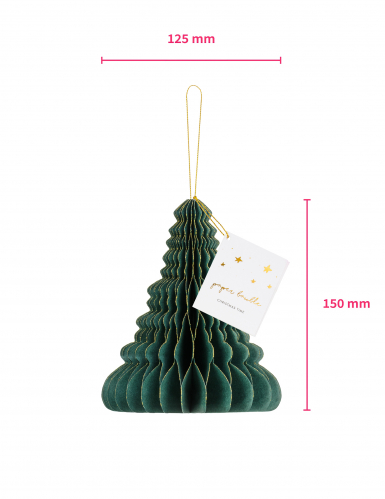 Décoration en papier alvéolé sapin de noël 15 cm vert et doré