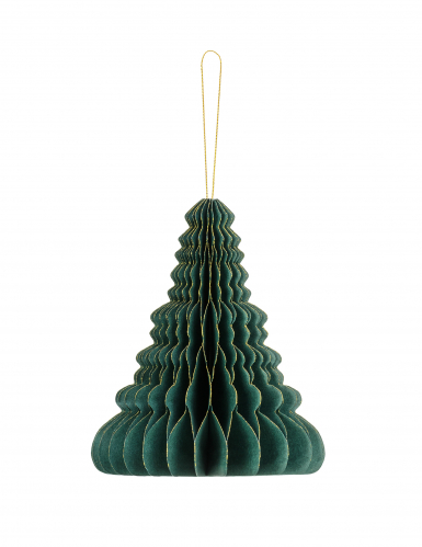 Décoration en papier alvéolé sapin de noël 15 cm vert et doré
