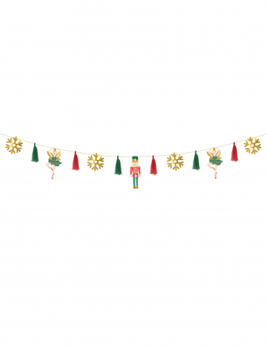 Guirlande en papier casse noisette et ballerine de noël 2 m et pompons