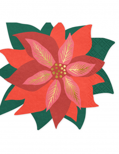 20 serviettes en papier fleur de Noël poinsettia 15,5 x 14,5 cm